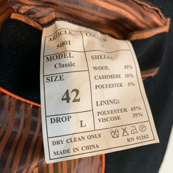 Mantoni Wool Cashmere Sports Coat Blazer Black Size 42 - Picture 10 of 10